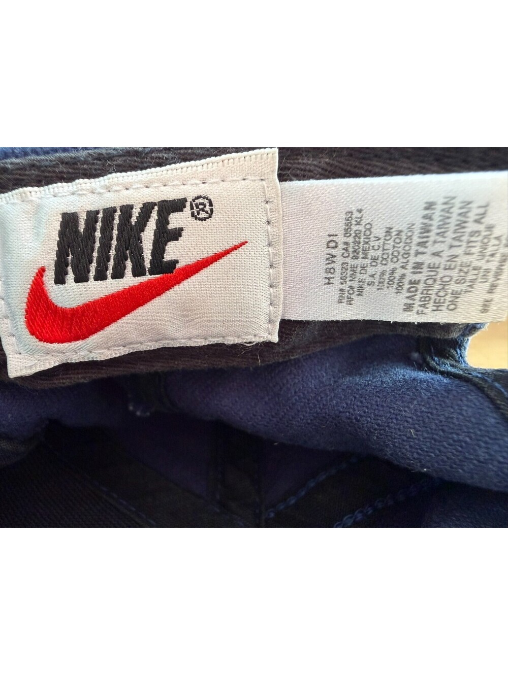 Vintage 90s Nike Youth Hat Blue Strapback Spellout Rectangle Logo Patch Cap - Picture 5 of 7